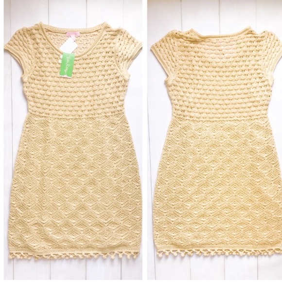 Lilly Pulitzer Dresses & Skirts - Lilly Pulitzer Gold Metallic Crochet Dress